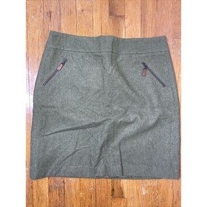 Talbots Green Wool Skirt Lined Size 10 Straight Wiggle 20" Zipper Pockets